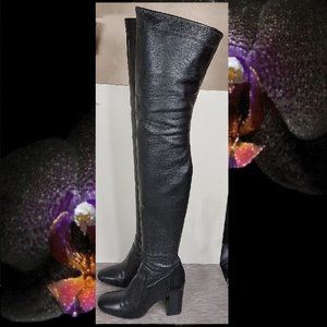 MICHAEL KORS 7 BLACK LEATHER & ELASTANE BOOTS OTK
